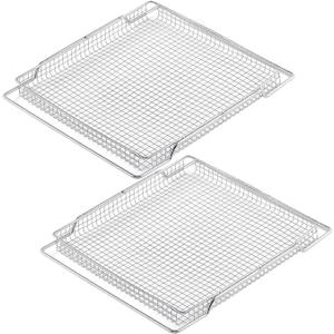 BOV800XL Air Fryer Basket Replacement Parts for Breville Countertop Smart Oven Air Fryer Rack 304 Stainless Steel Oven Rack Convection Toaster Oven BOV845BSS Wire Rack B0V800XL Mesh Basket 2 Pcs