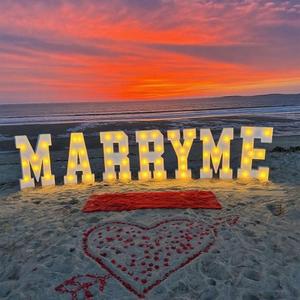 3FT/4FT-MARRY ME White Letter Light, Suitable for Decorating Proposal Parties, DIY Proposal, Valentine's Day, Wedding Day, Unforgettable Proposal Party Surprise (4FT-Marry ME)