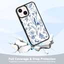 Beautiful Blue Flowers and Leaves Phone Case Fit for iPhone 13 — Shockproof Designed Cute Aesthetic Phone Case Cover for Boy Girl Men Women