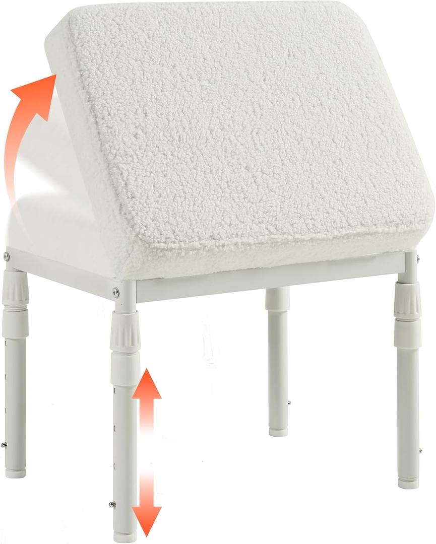 Adjustable Ottoman Pouf, 4 Height Position & 60 Degree Tilt Angle Adjustment Footrest Ottomans Footrest Foot Stools Pouffe Footstool for Under Desk for Living Room Home(Beige)