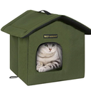 Rest-Eazzzy Cat House for Outdoor Cats, Weatherproof and Insulated Feral Cat House with Mat and Clip, Easy to Put Together, Selfwarming Cat Shelter for Summer(Olive Green, Canopy House X 1)