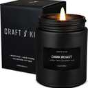 Craft & Kin Premium Dark Roast Coffee Candle | Black Scented Candles for Home | Long Lasting with 45 Hour Burn Time, 7.6oz | Soy Candle | Aromatherapy at Home | Gifts for Men