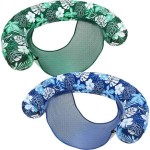 WERNNSAI 2 Pack Inflatable Pool Floats Pool Noodle Chair with Buckle Ring Tanning Floaties with Soft Fabric Covered for Adults Pool Lounger for Summer Swimming Water Beach Party Lake