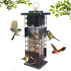 Squirrel Proof Bird Feeders for Outdoors Hanging, Metal Wild Bird Feeder with 4 Feeding Ports | 2.5 LB Capacity, Weather-Resistant for Year-Round Use, Dark Grey