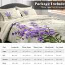 Comforter Set Queen Size, Vintage Lavender Flower 7 Pcs Bedding for Kids and Adults, Retro Botanical Plant Bed Sheet Sets with Fitted Sheet 2 Pillowcases & 2 Shams for Bedroom Bed Decor