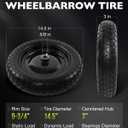 4.80/4.00-8 wheelbarrow tire, 14.5" Flat Free Solid Tire and Wheel, 3" Centered Hub, 5/8" & 3/4" Bearings, Universal Replacement for Garden Carts Wagon Wheel Barrow, 2 Pack