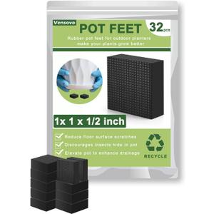 vensovo Planter, 1 Inch Plant Pot Feet for Outdoor Planters - 32 Pack, Rubber Pot Risers Elevate up 1/2 inch, Plant Stand for Medium and Small Pots