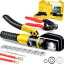 Brileine Hydraulic Crimping Tool and Cable Cutter Hydraulic Cable Lug Crimper 10 US TON 12 AWG to 00 (2/0) Electrical Terminal Cable Wire Tool Kit with 9 Die