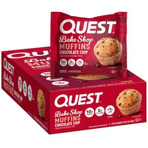Quest Nutrition Chocolate Chip Muffin, 10g Protein, 2g Net Carb, Less than 1g Sugar, Protein Snack, 8 Count (EXP 02/12/26)