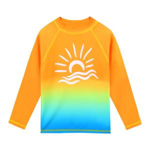 TFJH E Long Sleeve Swim Shirt Girls Bathing Suits UPF 50+ Swimwear Bathing Suits 9-10y Gradient Orange 12A