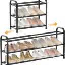 ENJOYBASICS Expandable Shoe Rack, 3 Tier Adjustable Shoe Organizer Shelf for Closet, Black Metal Free Standing Shoe Rack Storage for Small Space, Entryway | Adjustable, for Closet, Shoe Rack Storage, for Small Space, Entryway