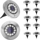 Solar Lights Outdoor Waterproof, 12 Packs Bright Solar Ground Lights with Updated 12 LEDs, Solar Garden Lights Landscape Lights for Pathway Walkway Driveway Patio Yard Deck Lawn Decor (Cold)
