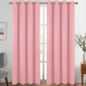 Diraysid Pink Grommet Blackout Curtains for Bedroom Thermal Insulated Room Darkening Curtains Drapes, 52 x 84, 2 Panels