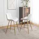 Sidanli Blue Bar Stools Set of 2, 24 Inch Velvet Counter Height Bar Stools with Footrests, Modern Bar Chairs for Home, Kitchen Island, Dining Room