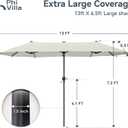 PHI VILLA 13ft Large Patio Umbrellas, Double-Sided Outdoor Market Rectangle Umbrella for Outside, Ivory