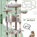Taoqimiao 71 Inches Cat Tree for Large Cats 20lbs+, 3 Giant Perches, Multi-Level Cat Tree Tower, Widened Cat Condo with 9 Scratching Posts, Luxurious Hammcock & Basket, Light Gray, MS034W
