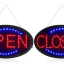 Kanayu  Closed Open LED Neon Sign and Push Pull Stickers Sign 23 x 14 Inch Open Closed Electronic Advertisement Display for Shop Bar