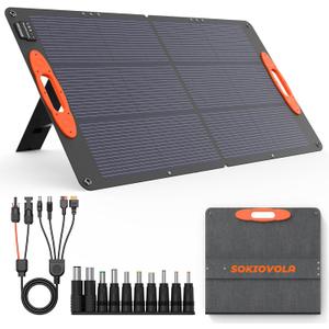 SOKIOVOLA N-Type 16BB 100W Portable Solar Panel 18V ETFE Portable Foldable Solar Charger NextGen 25% High Conversion Folding Solar Panel for Camping Outdoor RV (Medium Gray)