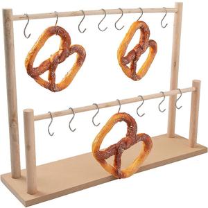 Fun Express Pretzel Rod Holder Stand - Wood Pretzel Serving Stand Display for Party, Wedding & Events | Bagel Holder Donut Stand with Rustic Design | Tabletop Food Display Rack for Catering