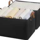 StorageWorks Storage Bins, Fabric Storage Bins for Shelves, Large Storage Baskets with Metal Frame, Closet Baskets and Bins with Handles, Black, 2-Pack
