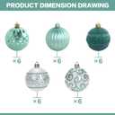 30PCS 2.36IN Christmas Tree Ornaments Assorted Pendant Shatterproof Ball Ornament Set Seasonal Decorations with Reusable Hand-Help Gift Boxes Ideal for Holiday and Party (White/Green)