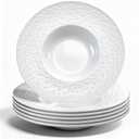 Berglander Rimmed Soup Bowls Set of 6, Reusable 9oz Plastic Multipurpose Plates Dish for Mushroom Soup/Pasta/Fruit/Icecream/Dessert/Snack/Salad, Unbreakable for Kid/Camping/Picnic (White)