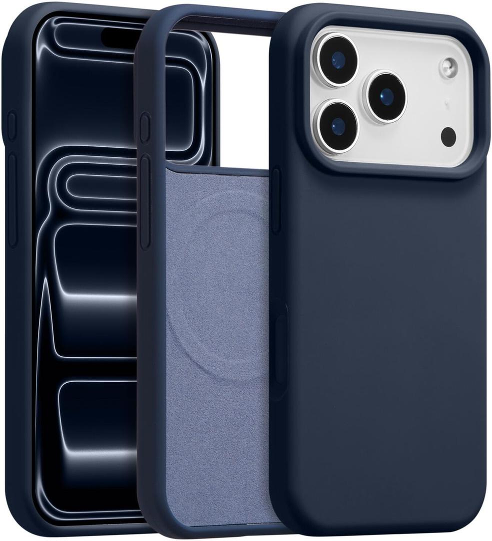 Magnetic for iPhone 17 Pro Max Case 6.9", Premium Liquid Silicone Case,[Compatible with Magsafe][Soft Anti-Scratch Microfiber Lining],Slim Thin Shockproof Phone Cover-Midnight Blue