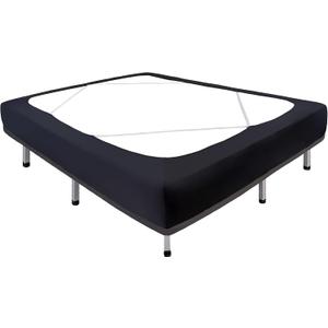Biscaynebay Decorative Box Spring Cover King & Cal King Size, Black Luxurious Jersey Knitting Stretchy Wrap Around 4 Sides Bed Skirts for Home/Hotels, Easy Fit Wrinkle Free Machine Washable