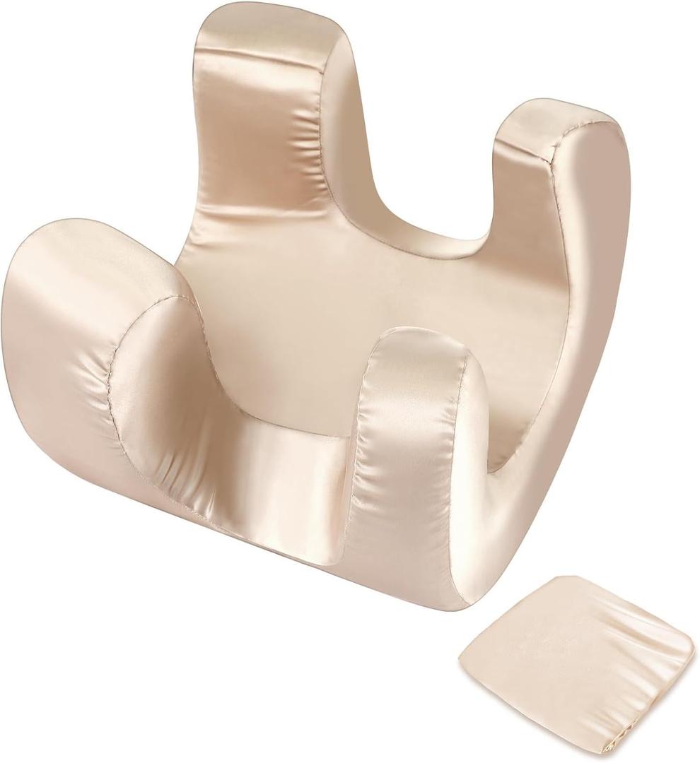 Pillowcase for Face Massage (only Pillowcase) Pillow Sleeping Face Down for Wrinkles Satin for Maintaining Facial Wrinkles and Sleep Lines (Champagne)