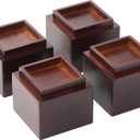 4 Inch Bamboo Bed Risers, 2000 LBS Heavy Duty Furniture Leg Risers with Anti-Fall Edge, Height Extenders Support Blocks for Bed Sofa Desk Table, 4-Pack Brown