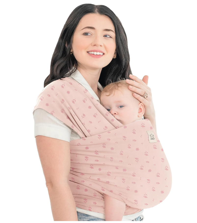 KeaBabies Baby Wrap Carrier  All in 1 Original Baby Carrier Newborn to Toddler Sling, Easy to Wear, Hands Free Bonding, Lightweight, Breathable Infant Wraps (Pink Daisies)