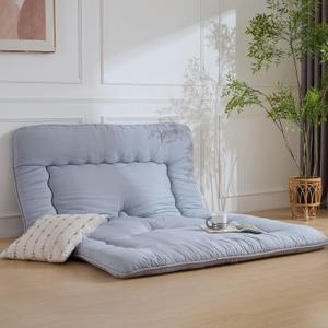 Japanese Floor Mattress, 3.5" Thicken Futon Mattress Tatami Mat, High Density Foam Support for Adult Kids Sleep, Portable Futon Sofa Bed for Camping, Pet Mat, Full 80"x 54"Silver Gray
