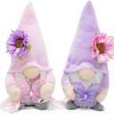 Attiigny Set of 2 Summer Butterfly Gnomes Plush Spring Decoration Flower Farmhouse Rustic Handmade Scandinavian Tomte Stuffed Gnome Gifts for Home Kitchen Tiered Tray