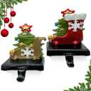 2 Pack Cast Iron Christmas Stocking Holders for Mantle, Heavy Duty Cast Iron Christmas Stocking Holders, Stocking Holders for Mantle and Stocking HookChristmas Stocking Holder