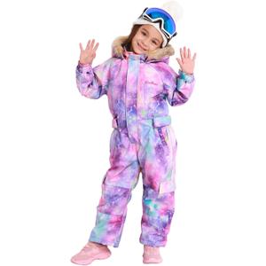 Kids Girls Boys Waterproof Colorful One Piece Snowsuits Coveralls Ski Suits Jackets Winter Jumpsuits (3T, Ppl)