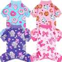 XPUDAC 4 Pieces Dog Pajamas Soft Strechy Puppy Onesies Pet Clothes for Small Medium Dogs Boy Girl Cat Pet Outfit, 153-M