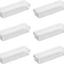 Oggi Clear Drawer Organizer - 3" X 9.5" (Set of 6) - Ideal for Organizing Kitchen Drawers, Office, Desk, Silverware, Kitchen Utensils, Cosmetics and Bathrooms