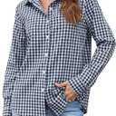 Button Down Shirt for Women Spring Summer Tops Long Sleeve Business Dressy Casual Blouses Collared Work Outfits Clothes, Size 2XL