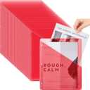 Seajan 48 Pcs Pocket Folders for 3 Ring Binder Clear Plastic Folders Sleeves with 2 Pockets 3 Hole Punch Binder Dividers Poly Slash File Jackets for Office School Document Organizer (Red)