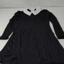 Women Casual Dress Peter Pan Collar Long Sleeve Classic Gothic Dresses (Small, Black)