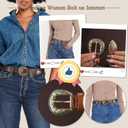 Western Cowgirl Belts for Women Brown Leather Belt for Jeans with Vintage Country Cowboy Buckle