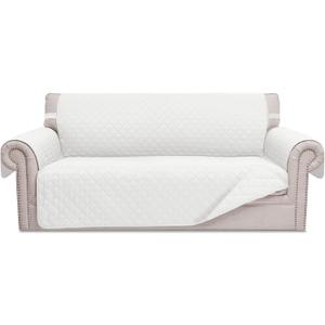 Reversible Loveseat Covers for Dogs Couch Cover Water Resistant Washable Pets Furniture Protector Sofa Cover with Elastic Straps(Loveseat 54", White/White 