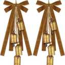 Fovths 2 Set Christmas Rustic Cow Bells with 2 Velvet Ribbons Metal Harmony Vintage Cow Bells Handmade Hanging Cows Bell for Xmas Tree Garland Wall Decor Parties Gifts