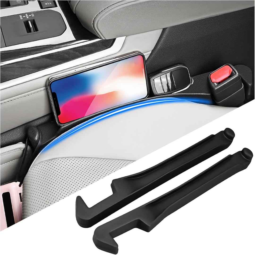 2 x 2PCS Car Seat Gap Filler,Upgraded 3 in 1 No Drop Seat Guard for Cars with Hook and Car Phone Holder Design,Universal Cars Seats Spacer Gap Filler for Double-Sided Use