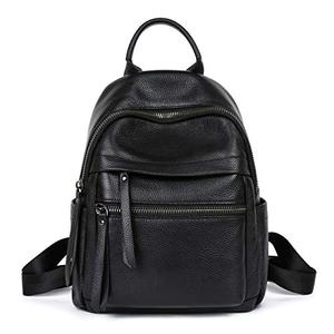 COOLCY Genuine Leather Backpack Purse for Women Multi-functional Elegant Daypack for ladies (Black) Small