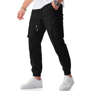 JMIERR Men's Casual Cargo Joggers Pants Stretch Elastic Waist Drawstring Tapered Sweatpants with Pockets Size 40