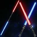 Beyondtrade 12 Colors Lightsabers Toy 2 in 1 Dueling Swords RGB Doubled-Blade with FX Sound Mute Mode for Kids Movie Fans Cosplay Party Birthday Present