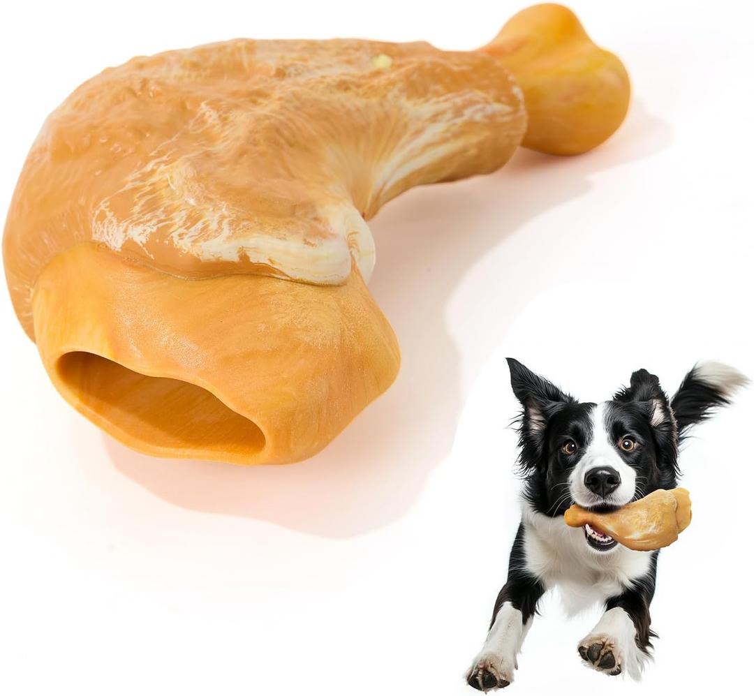Gardner Pet Dog Chew Toy, Nylon + TPR Durable Indestructible Dog Bones for Medium/ Large Dogs, Teeth Cleaning/ Reduce Boredom/ Training, Bacon Aroma(Drumstick)
