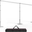 EMART Backdrop Stand Heavy Duty 10ftx20ft, Adjustable Pipe and Drape Photo Background Support Kit, Metal Frame with Flat Base for Wedding Birthday Party Banquet Decorations (10x20FT, Silver)