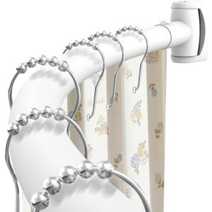 White Curved Shower Curtain Rod 33-78 Inches Adjustable Splicing Design Shower Rods Curved Round Bowed Rust proof, Premium Stainless Steel Need To Drill Shower Curtain Rod for Bathroom, Bathtub, Stall